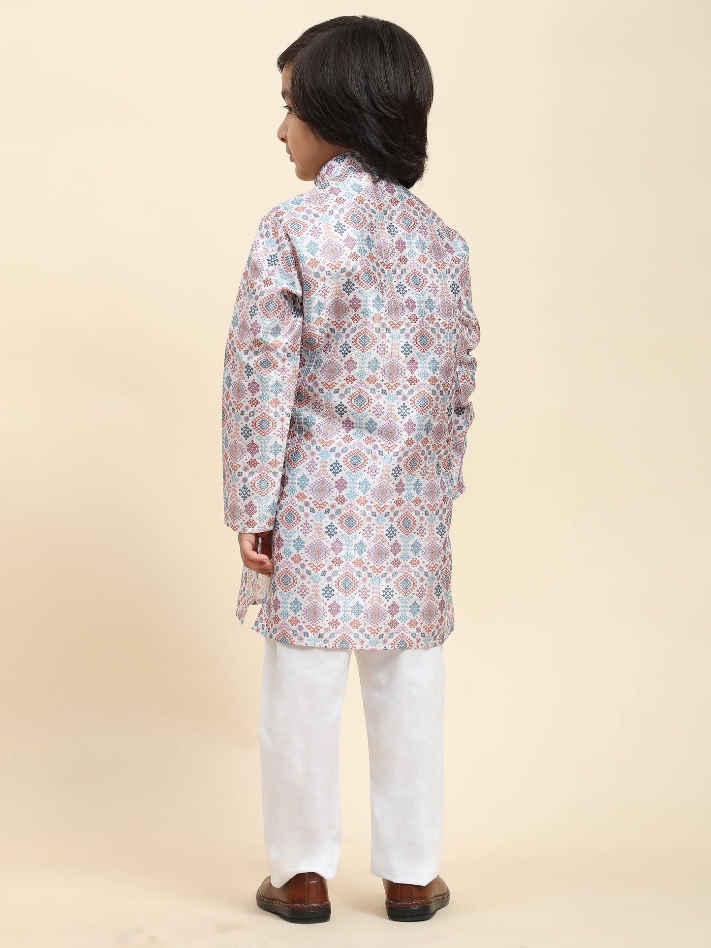 Pro-Ethic Style Developer Boys Silk Kurta Pajama for Kid's Boys Ethnic Wear | Jacquard Silk Kurta Pajama (S-236), Pink