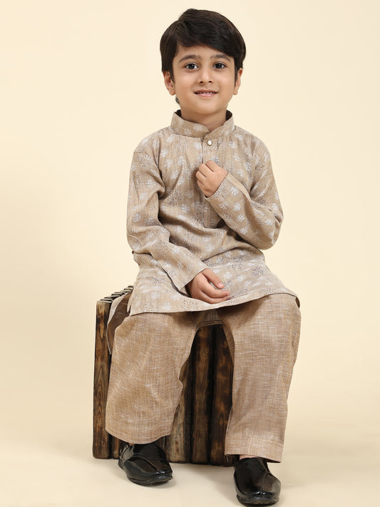 Pro-Ethic Style Developer Boys Cotton Kurta Pajama for Kid's| Traditional Dress for Wedding, Festival (S-218) Brown