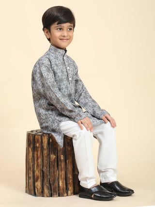 Pro-Ethic Style Developer Boys Cotton Kurta Pajama for Kid's Ethnic wear for Boys (Grey)