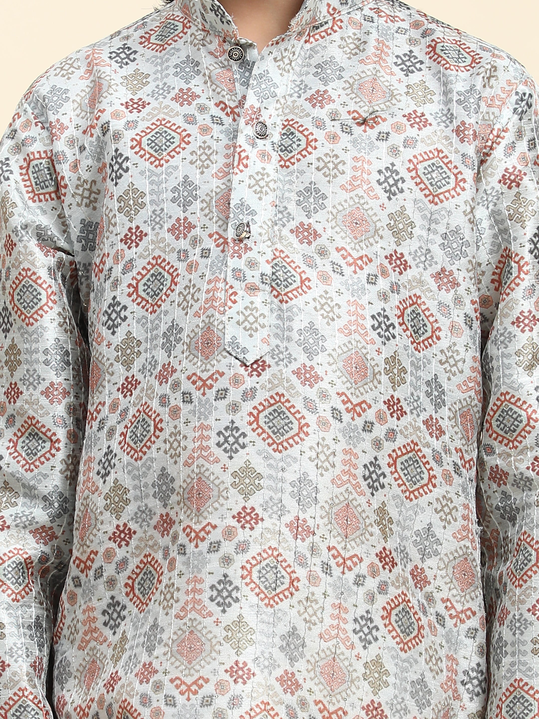 Pro-Ethic Style Developer Boys Silk Kurta Pajama for Kid's Boys Ethnic Wear | Jacquard Silk Kurta Pajama (S-236), Orange