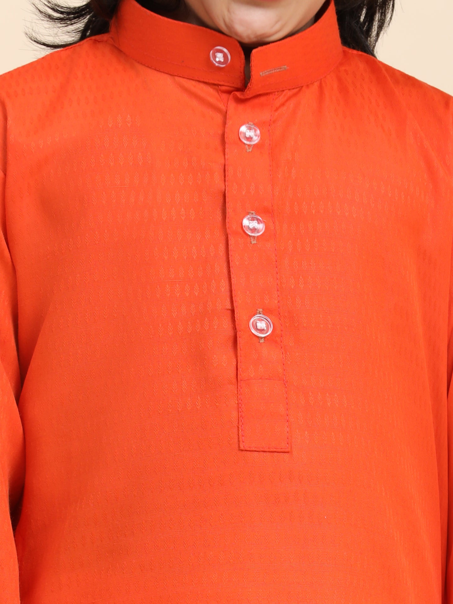 Pro-Ethic Style Developer Dark Orange Boy's Cotton Self Design Kurta Pyjama for Kids Ethnic Wear (S-241)