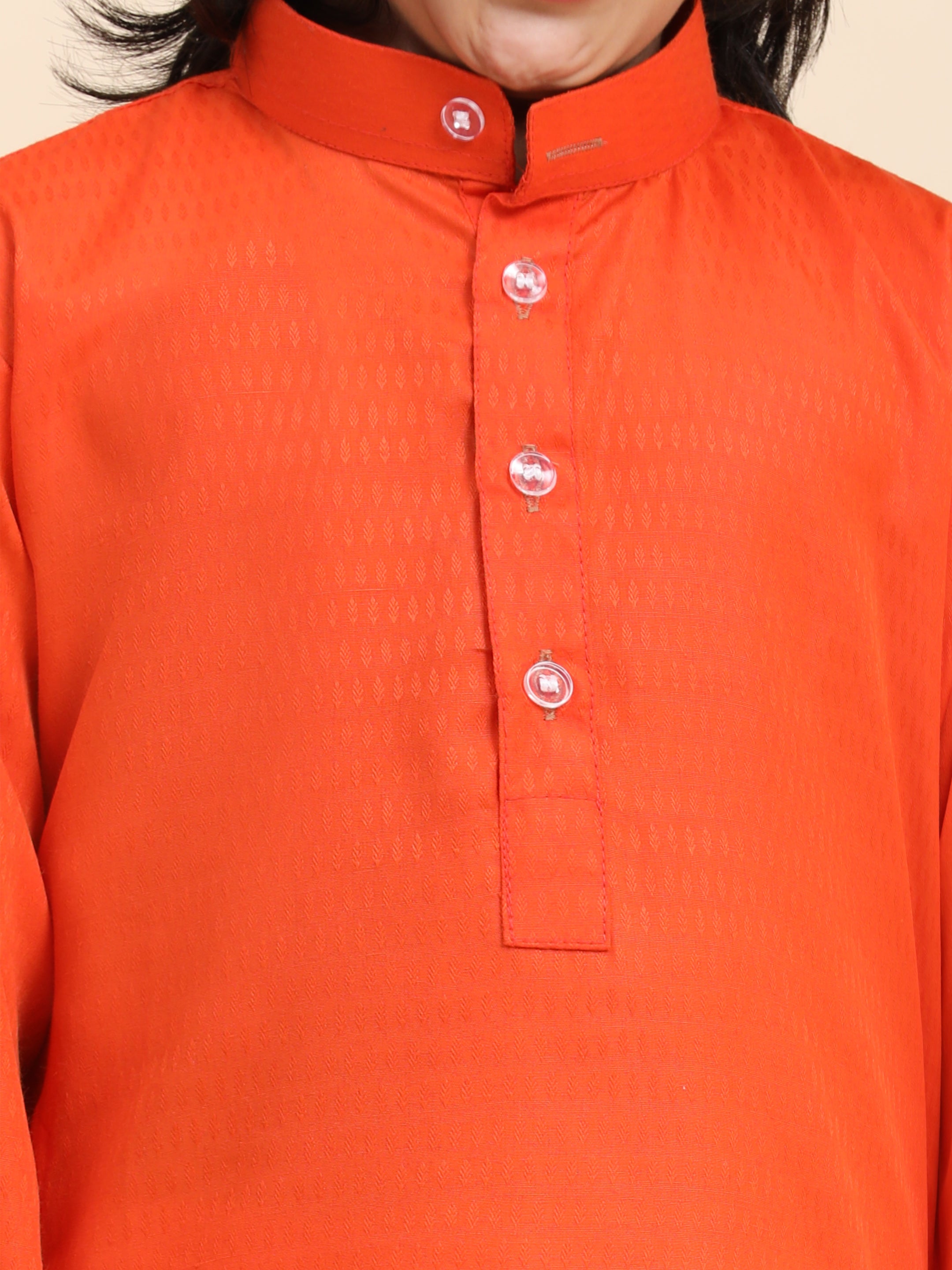 Pro-Ethic Style Developer Dark Orange Boy's Cotton Self Design Kurta Pyjama for Kids Ethnic Wear (S-241)