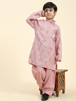 Pro-Ethic Style Developer Boys Cotton Kurta Pajama for Kid's| Traditional Dress for Wedding, Festival (S-218) Pink