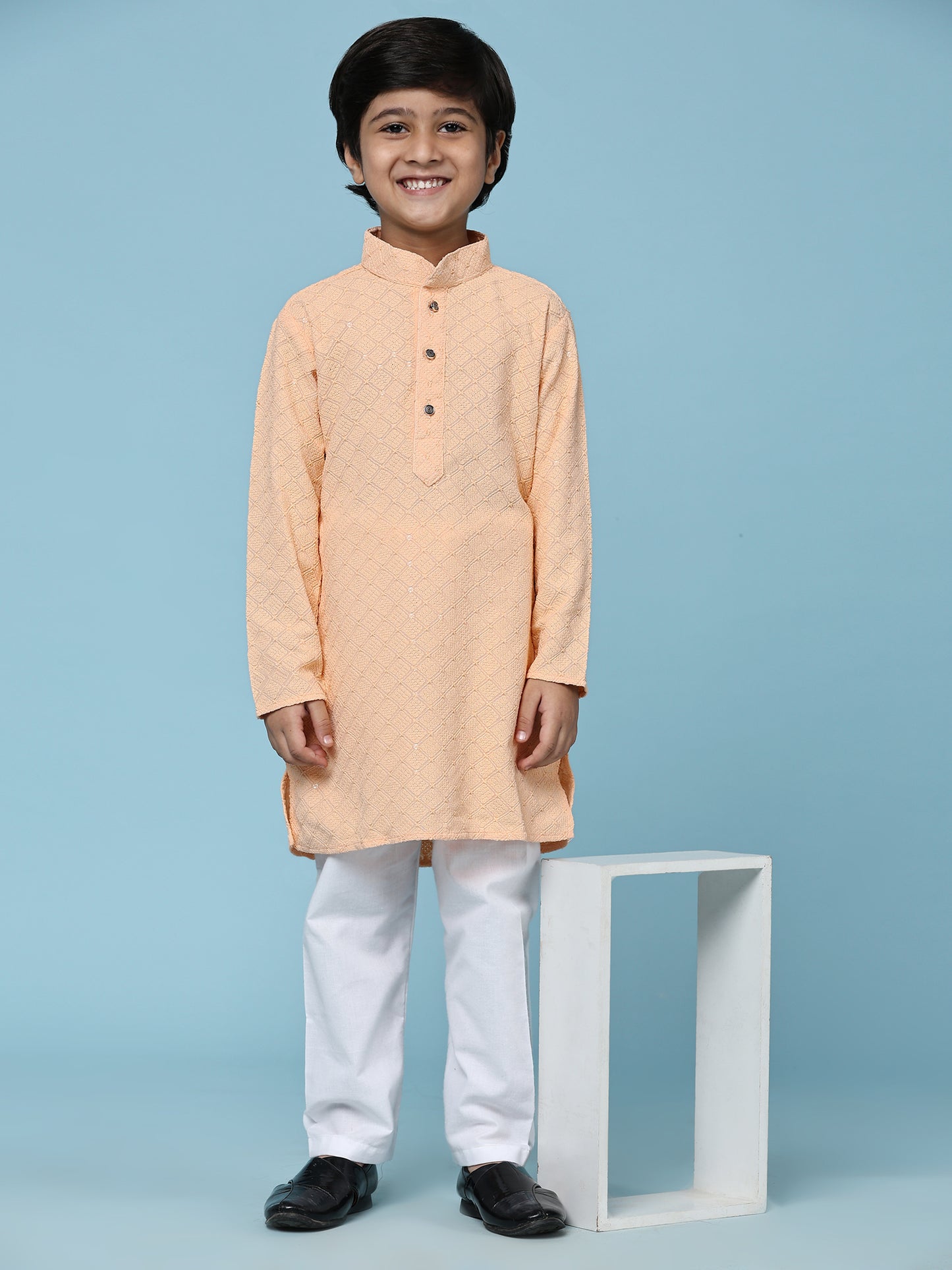 Pro-Ethic Style Developer Boys Cotton Kurta Pajama for Kid's Ethnic Wear | Cotton Kurta Pajama (S-227), Orange