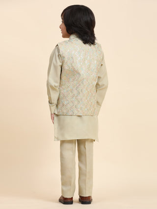 Pro-Ethic Style Developer Boys Cotton Kurta Pajama with Waistcoat for Kid's Ethnic Wear (S-242) Fon
