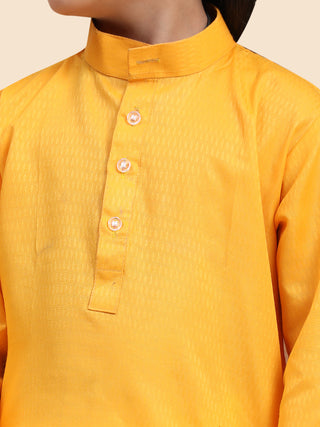 Pro-Ethic Style Developer Yellow Boy's Cotton Self Design Kurta Pyjama for Kids Ethnic Wear (S-241)