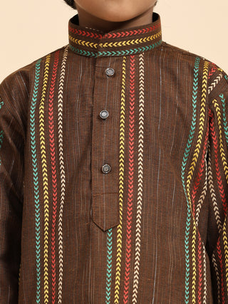 Pro-Ethic Style Developer Boys Cotton Kurta Pajama for Kid's Ethnic Wear | Cotton Kurta Pajama (S-228), Brown