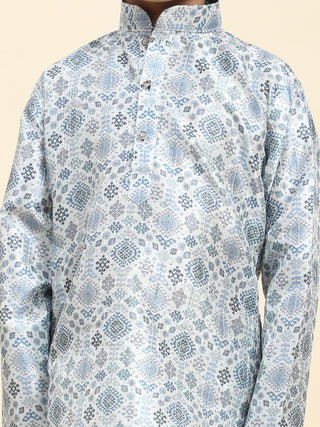 Pro-Ethic Style Developer Boys Silk Kurta Pajama for Kid's Boys Ethnic Wear | Jacquard Silk Kurta Pajama (S-236), Blue