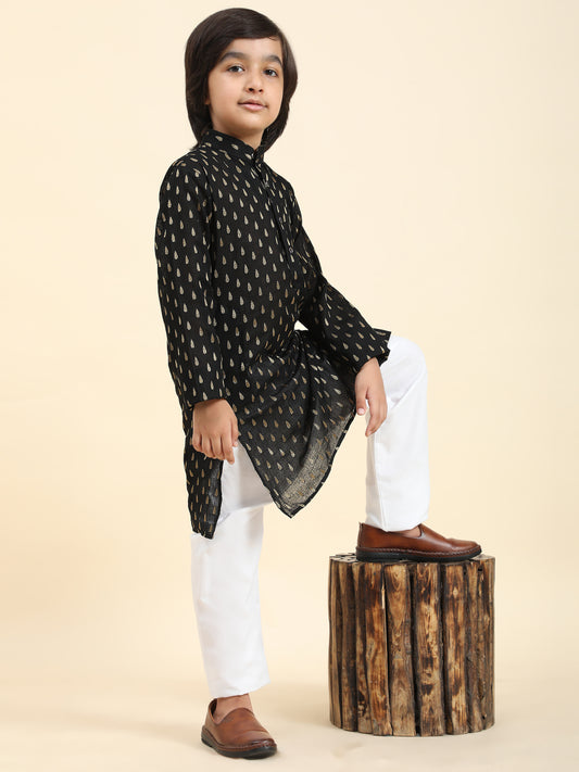 Pro-Ethic Style Developer Cotton Kurta Pajama For Kid's Boys Traditional dress Kurta Pajama set (S-234), Black