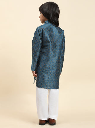 Pro-Ethic Style Developer Boys Silk Kurta Pajama for Kid's Ethnic Wear | Jacquard Silk Kurta Pajama (S-238), Blue