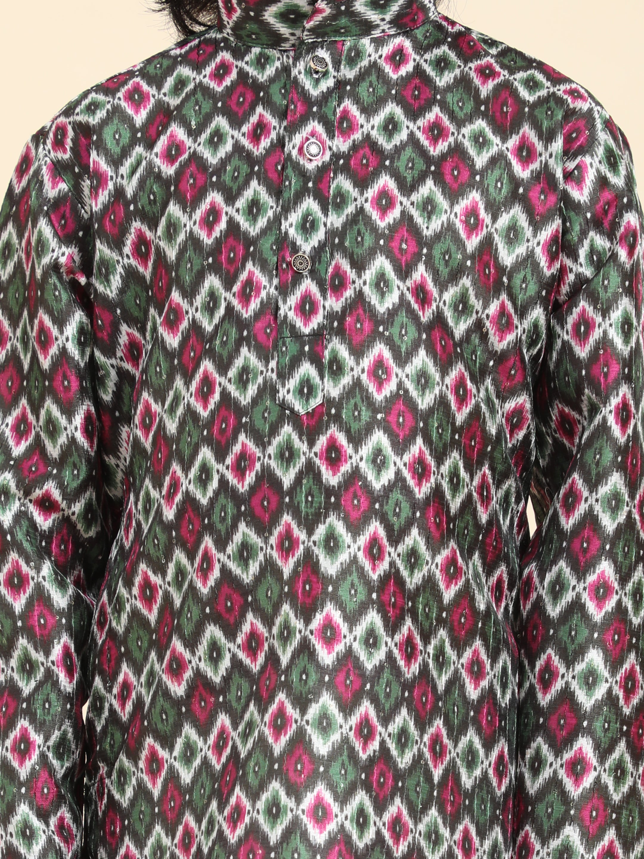 Pro-Ethic Style Developer Boys Silk Kurta Pajama for Kid's Ethnic Wear | Jacquard Silk Kurta Pajama (S-235) Green