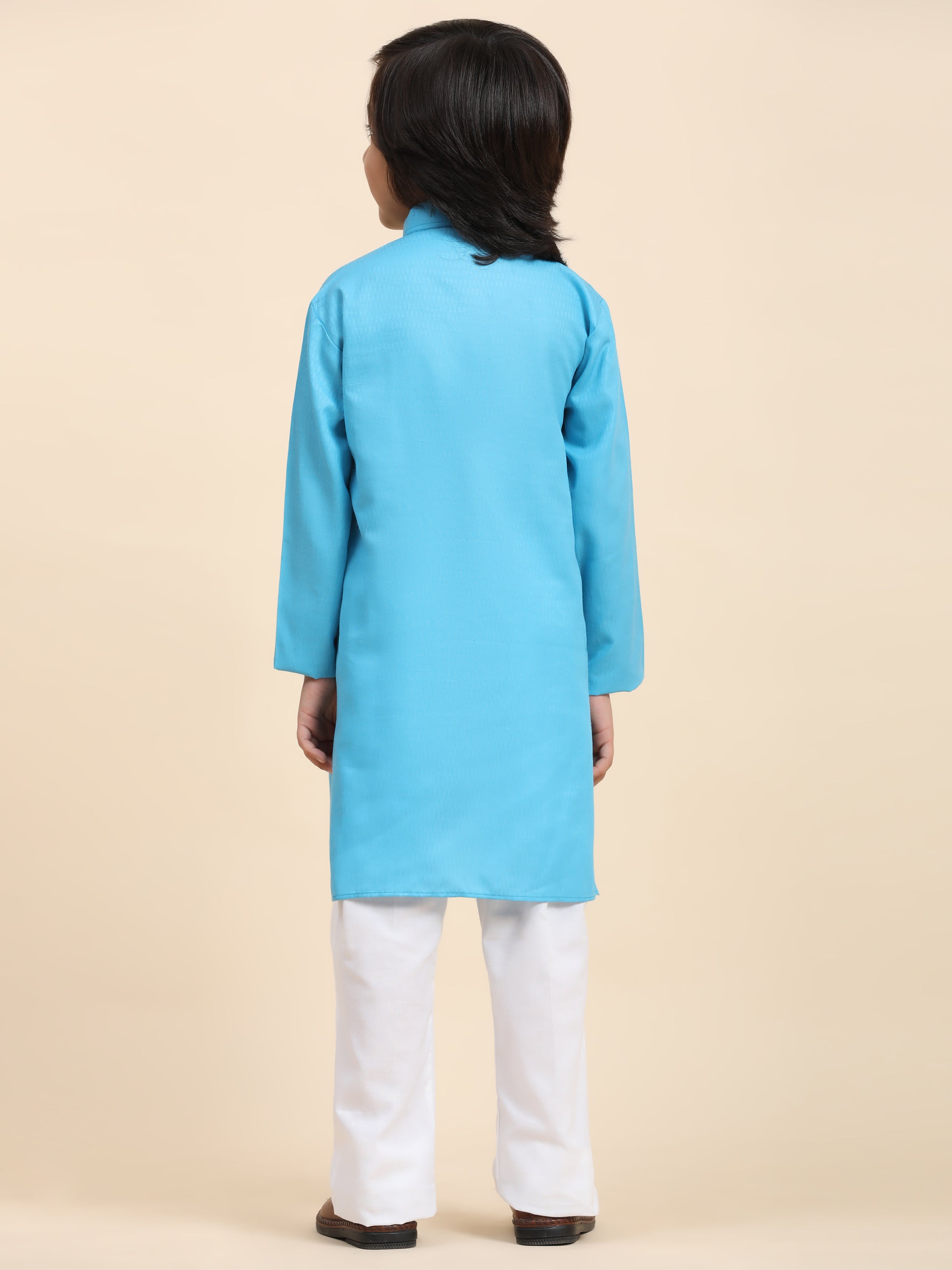 Pro-Ethic Style Developer Firozi Boy's Cotton Self Design Kurta Pyjama for Kids Ethnic Wear (S-241)