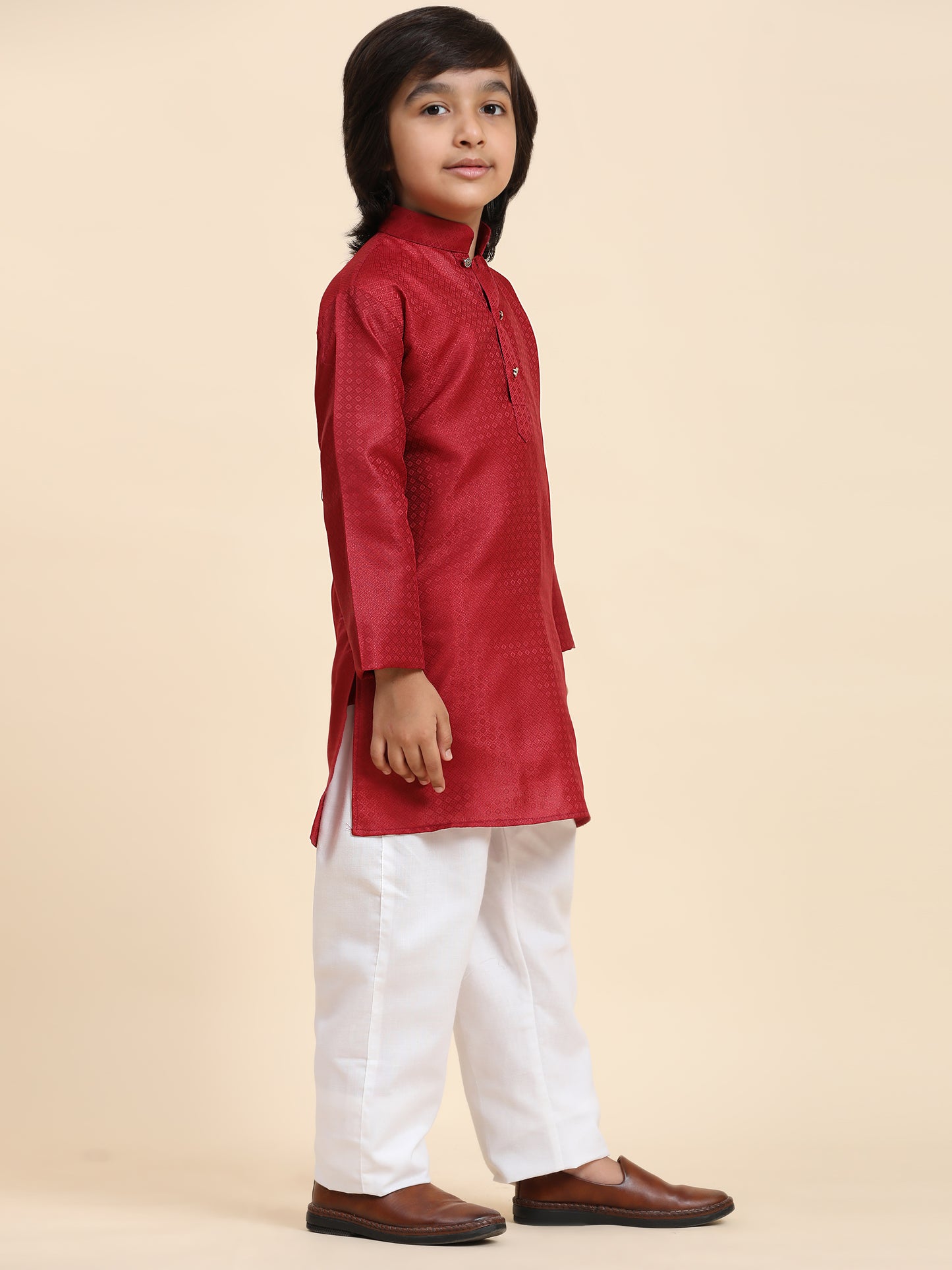 Pro-Ethic Style Developer Boys Maroon Cotton Kurta Pajama for Kid's Ethnic Wear (S-245)