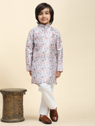 Pro-Ethic Style Developer Boys Silk Kurta Pajama for Kid's Boys Ethnic Wear | Jacquard Silk Kurta Pajama (S-236), Pink