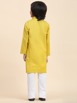 Pro-Ethic Style Developer Lemon Boy's Cotton Self Design Kurta Pyjama for Kids Ethnic Wear (S-241)