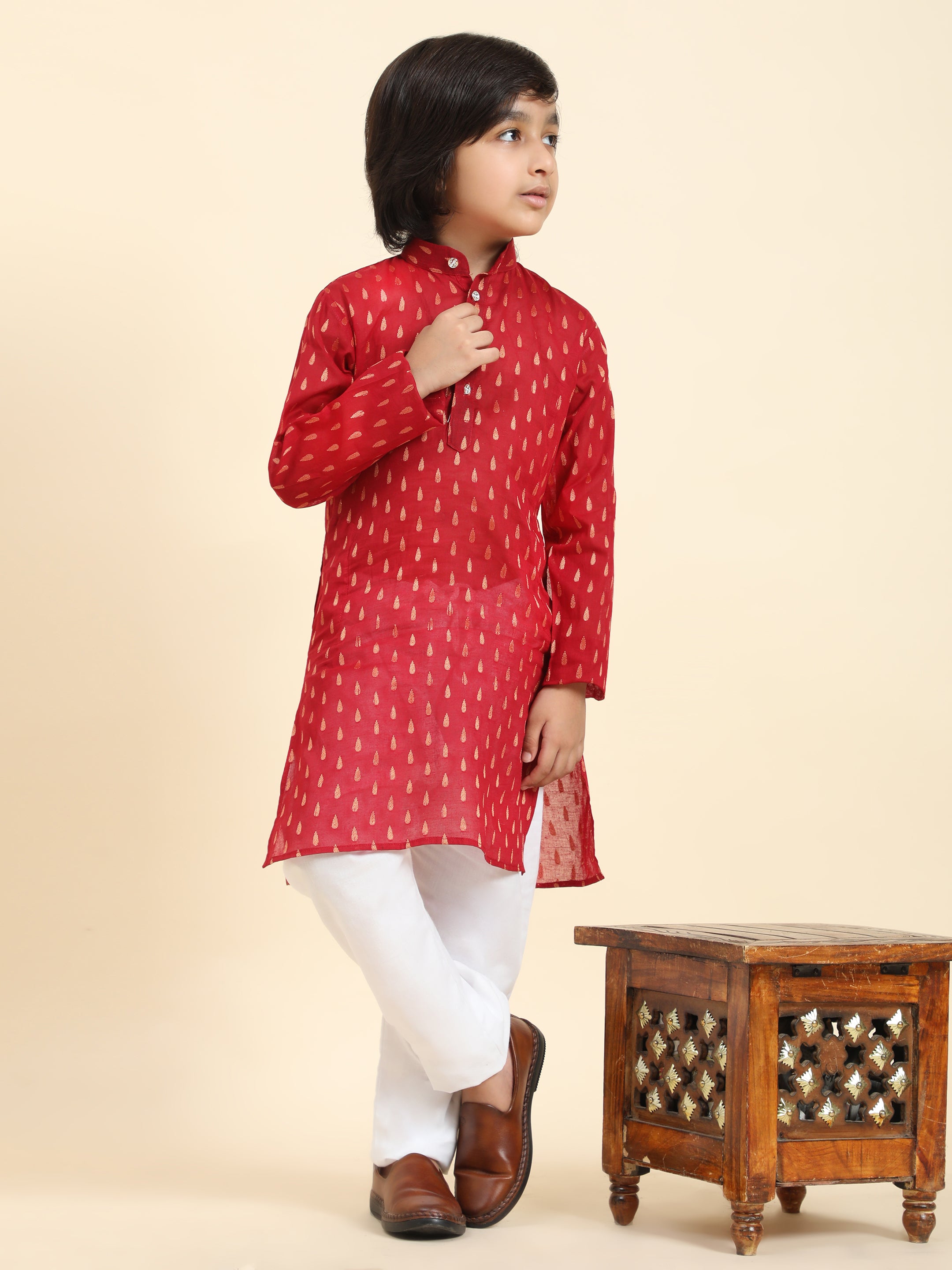 Pro-Ethic Style Developer Cotton Kurta Pajama For Kid's Boys Traditional dress Kurta Pajama set (S-234),Maroon