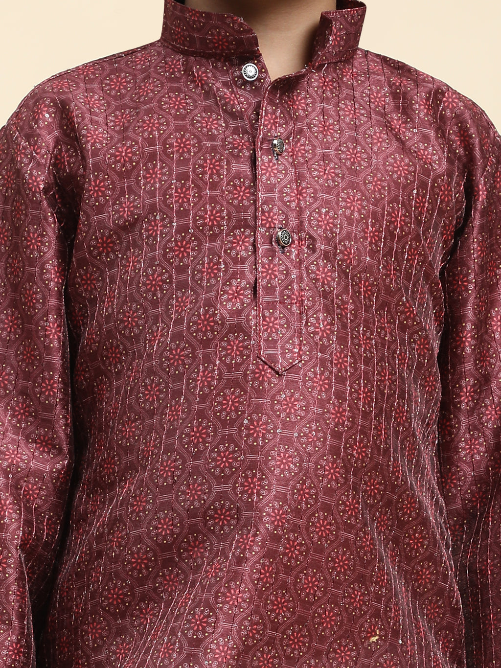 Pro-Ethic Style Developer Boys Silk Kurta Pajama for Kid's Ethnic Wear | Jacquard Silk Kurta Pajama (S-238), Maroon