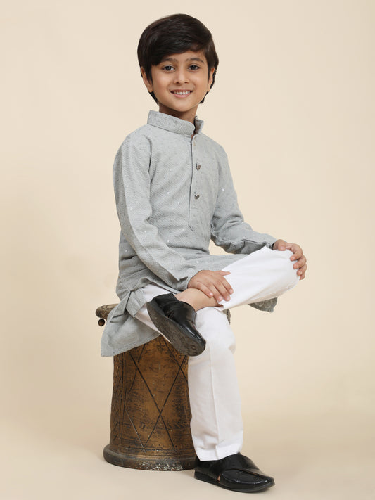 Pro-Ethic Style Developer Boys Cotton Kurta Pajama for Kid's Ethnic Wear | Cotton Kurta Pajama (S-227) Grey