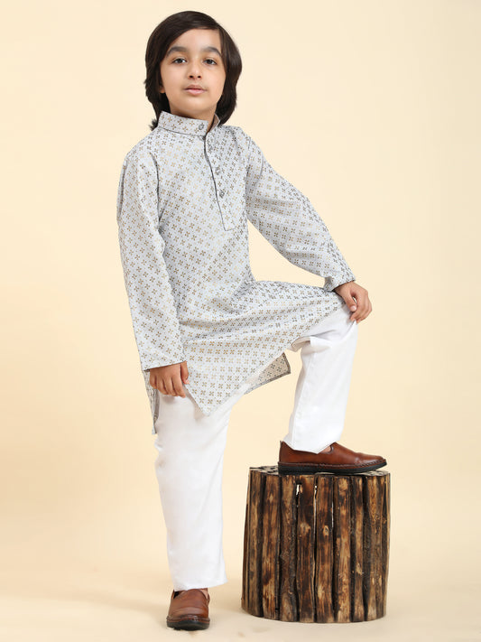 Pro-Ethic Style Developer Boys Cotton Kurta Pajama For Kid's Ethnic Wear | Kurta Pajama set (S-231) Grey