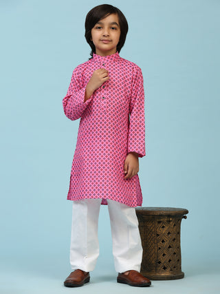 Pro-Ethic Style Developer Boys Cotton Kurta Pajama for Kid's Ethnic Wear | Cotton Kurta Pajama (S-239), Pink