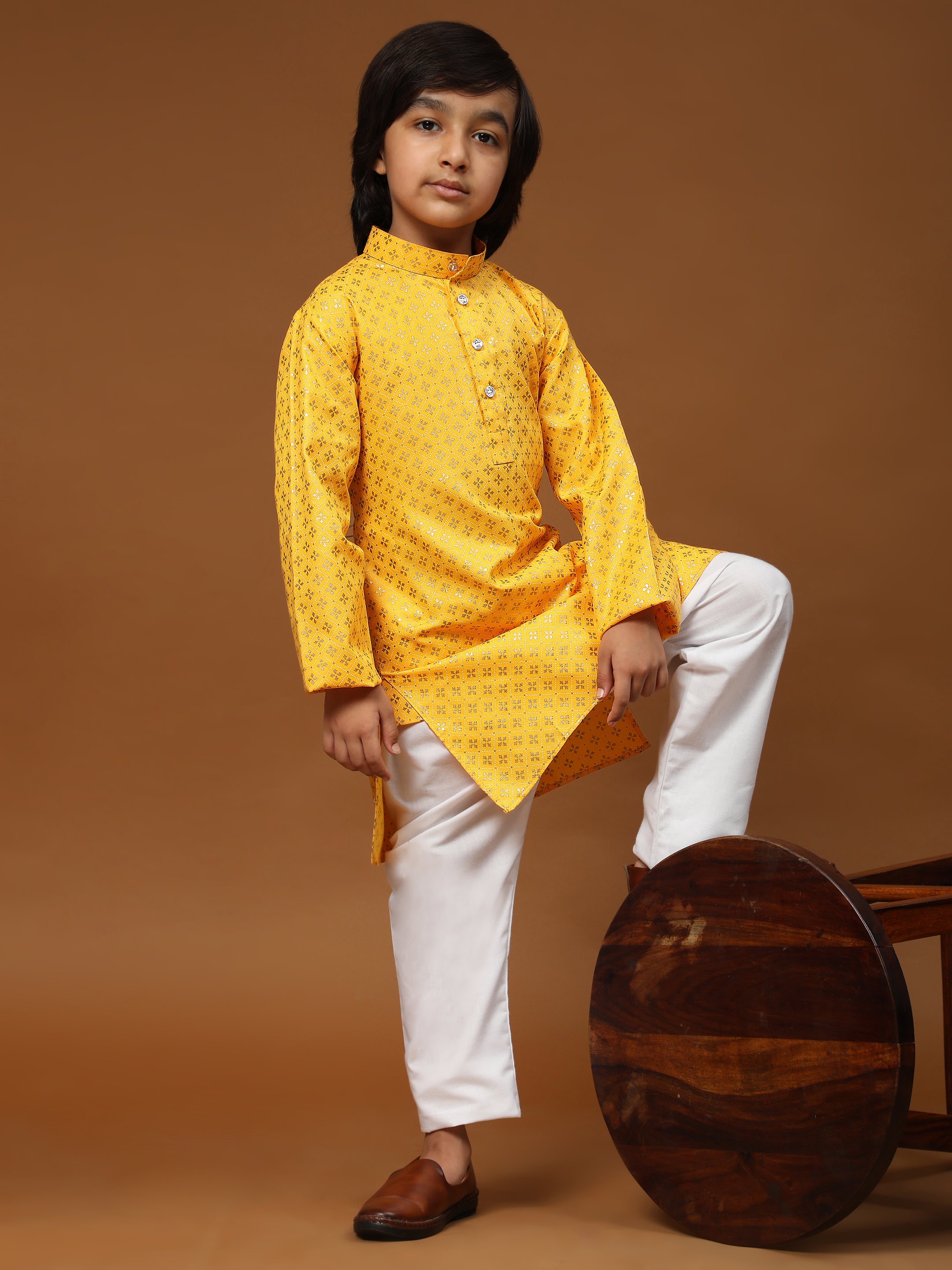 Pro-Ethic Style Developer Boys Cotton Kurta Pajama For Kid's Ethnic Wear | Kurta Pajama set (S-231) Yellow