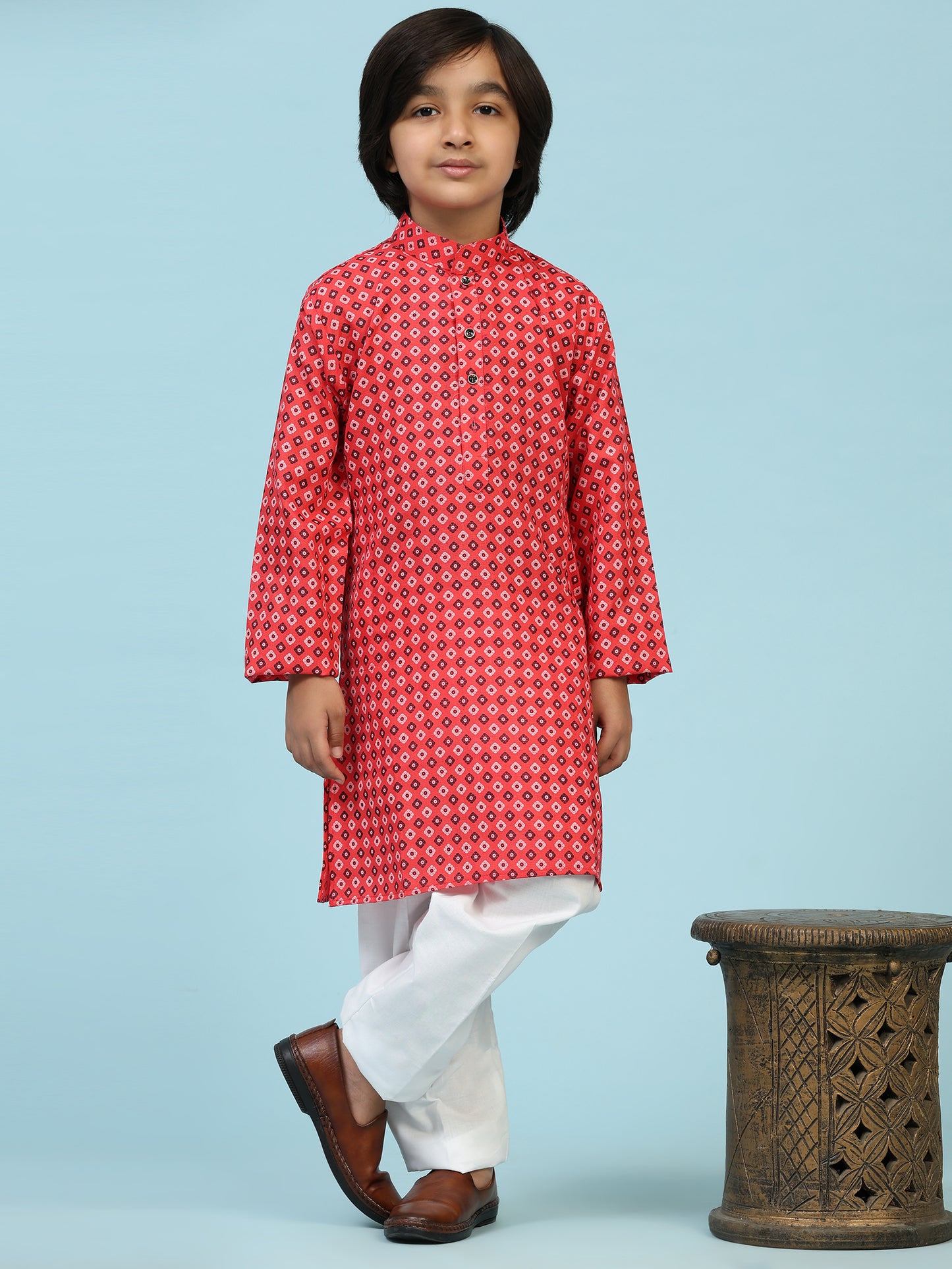 Pro-Ethic Style Developer Boys Cotton Kurta Pajama for Kid's Ethnic Wear | Cotton Kurta Pajama (S-239), Red