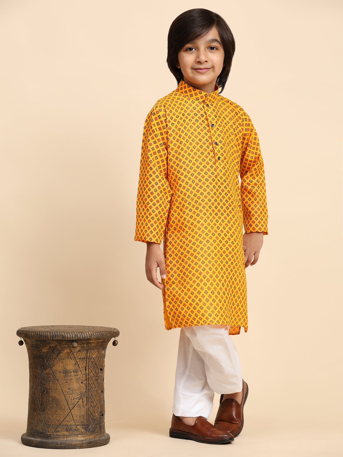 Pro-Ethic Style Developer Boys Cotton Kurta Pajama for Kid's Ethnic Wear | Cotton Kurta Pajama (S-239), Mustard