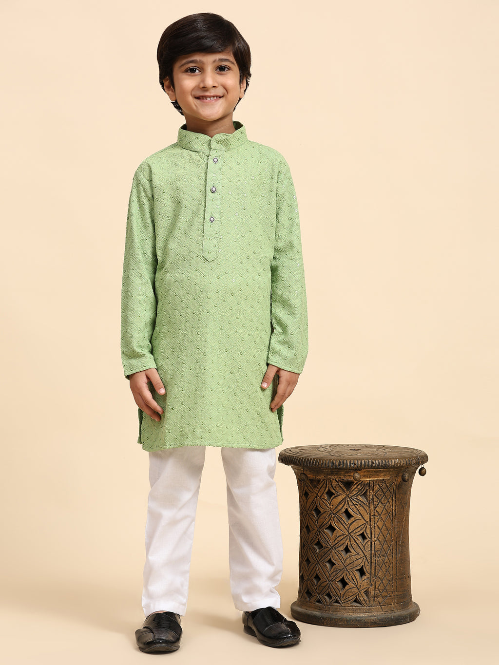 Pro-Ethic Style Developer Boys Cotton Kurta Pajama for Kid's Ethnic Wear | Cotton Kurta Pajama (S-227), Green