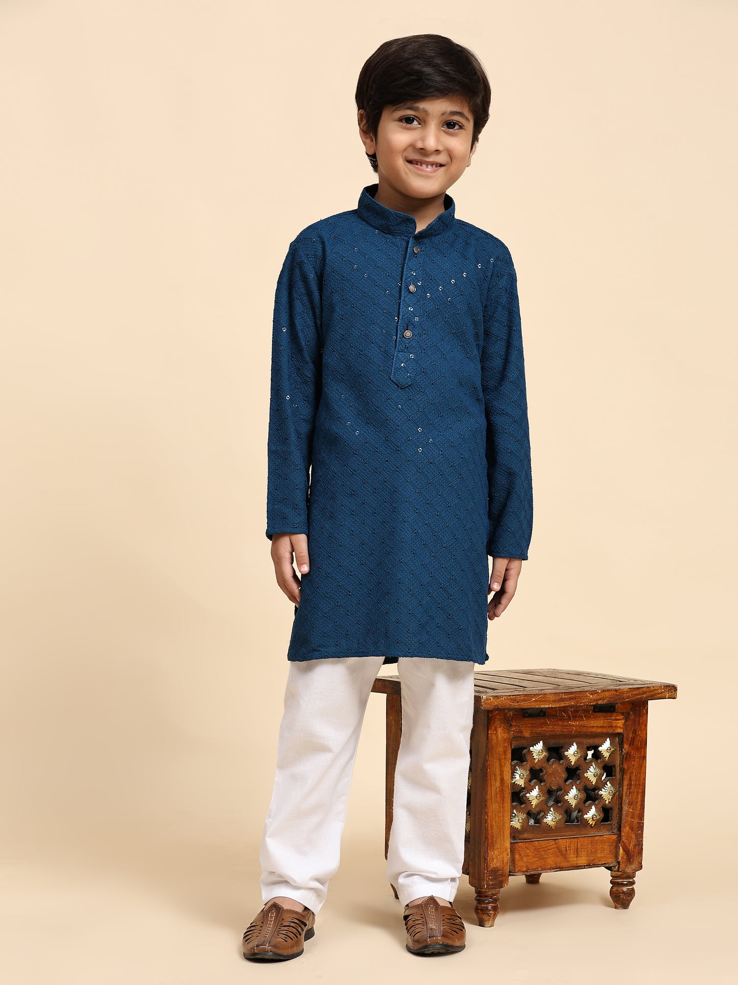 Pro-Ethic Style Developer Boys Cotton Kurta Pajama for Kid's Ethnic Wear | Cotton Kurta Pajama (S-227), Blue