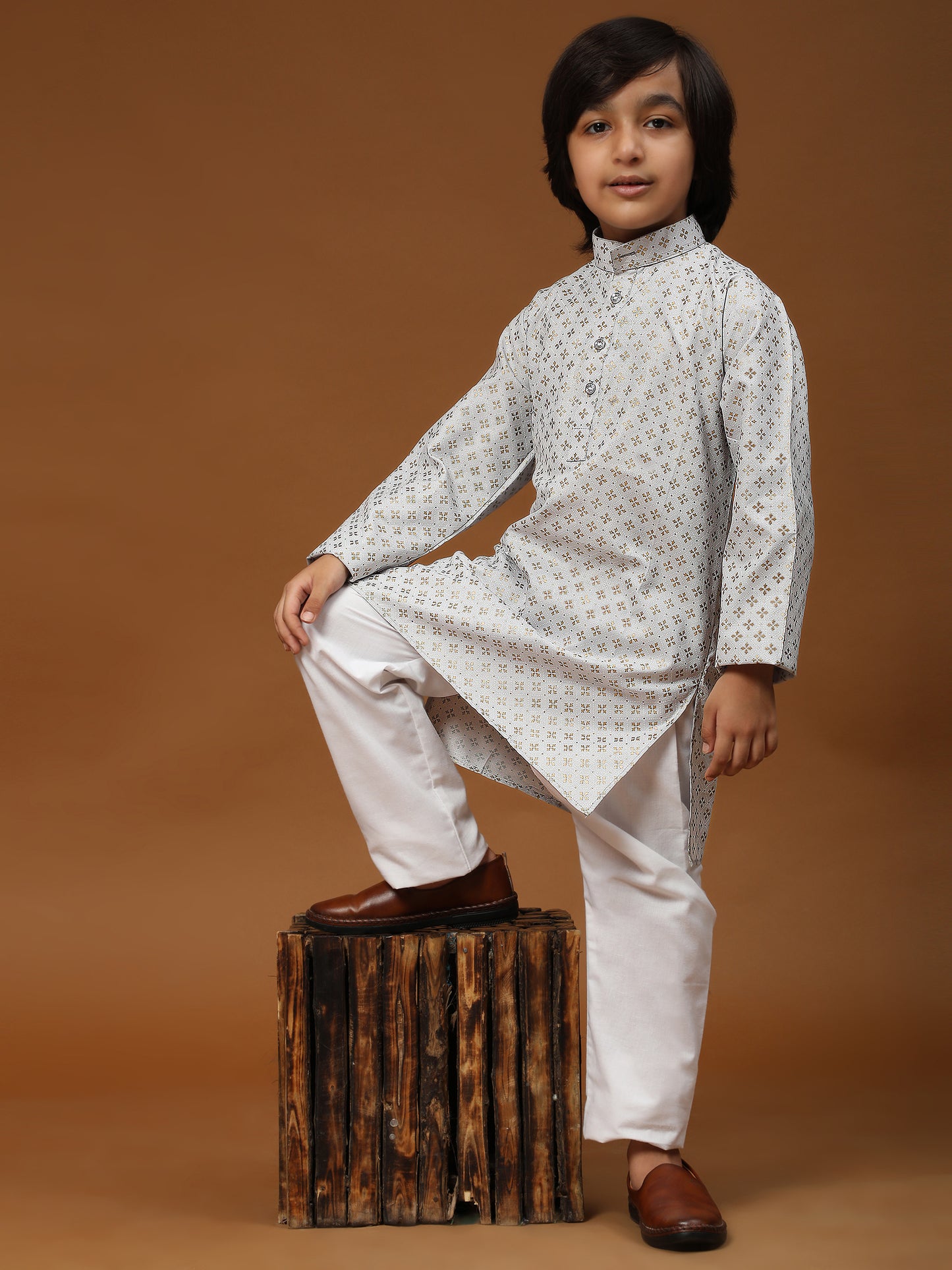 Pro-Ethic Style Developer Boys Cotton Kurta Pajama For Kid's Ethnic Wear | Kurta Pajama set (S-231) Grey