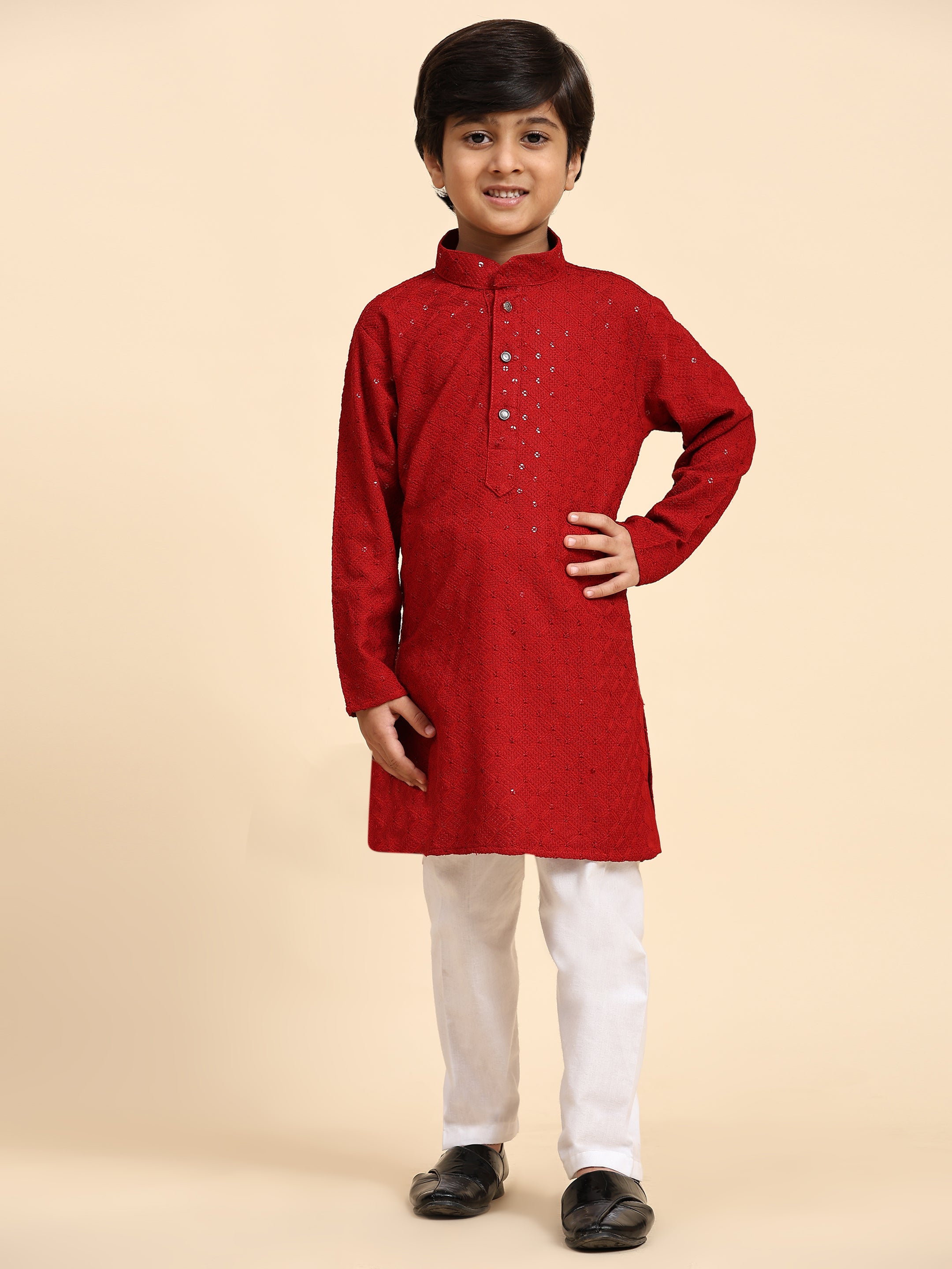 Pro-Ethic Style Developer Boys Cotton Kurta Pajama for Kid's Ethnic Wear | Cotton Kurta Pajama (S-227), Maroon