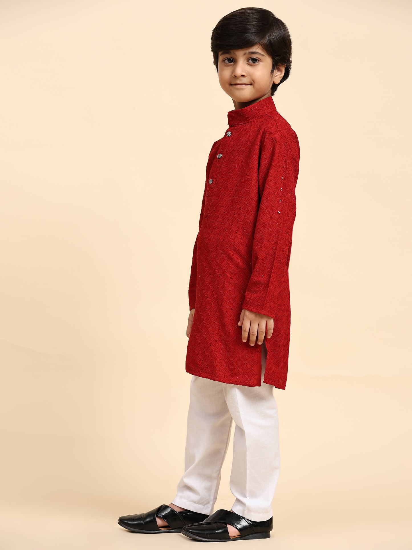 Pro-Ethic Style Developer Boys Cotton Kurta Pajama for Kid's Ethnic Wear | Cotton Kurta Pajama (S-227), Maroon