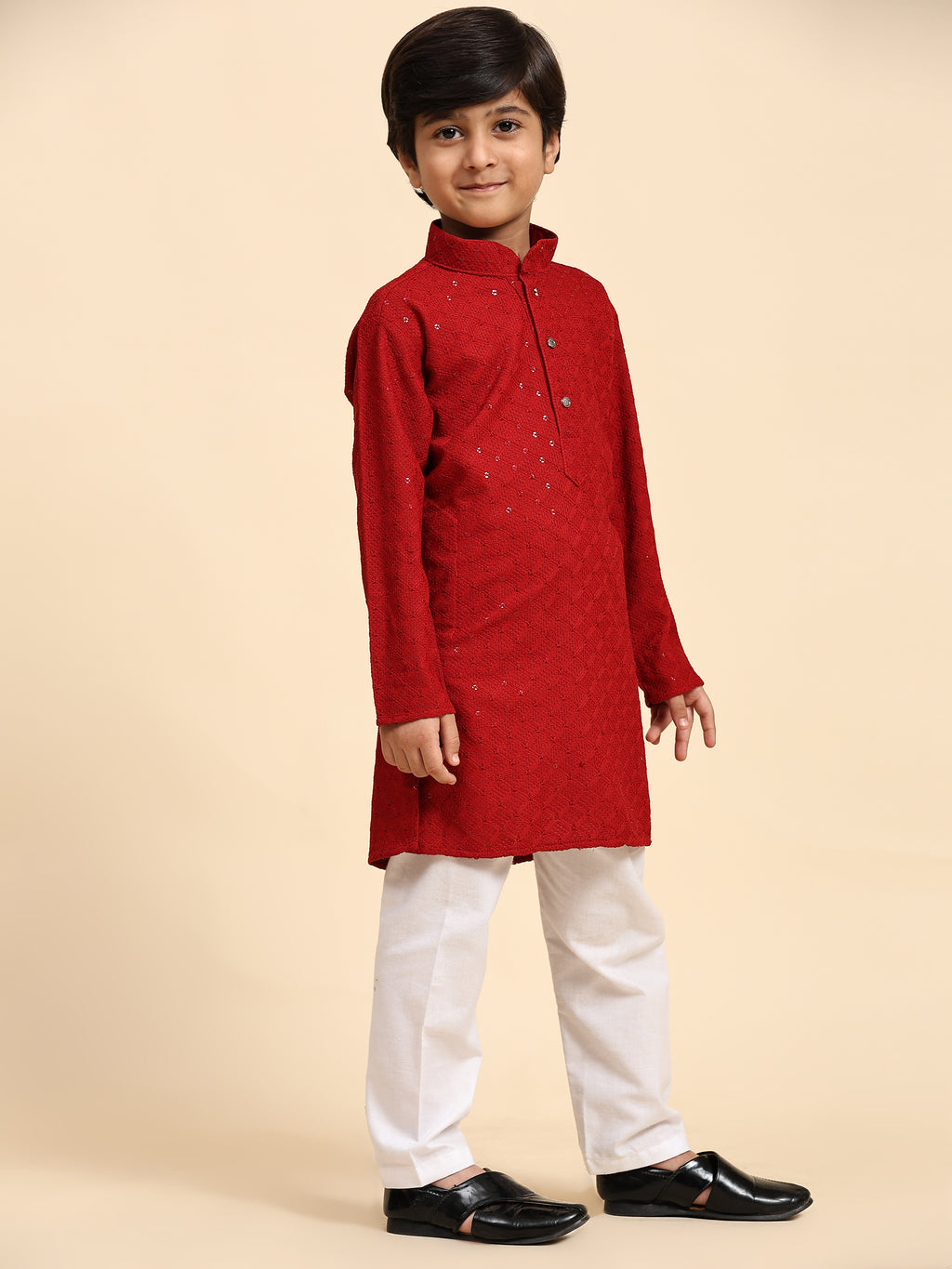 Pro-Ethic Style Developer Boys Cotton Kurta Pajama for Kid's Ethnic Wear | Cotton Kurta Pajama (S-227), Maroon