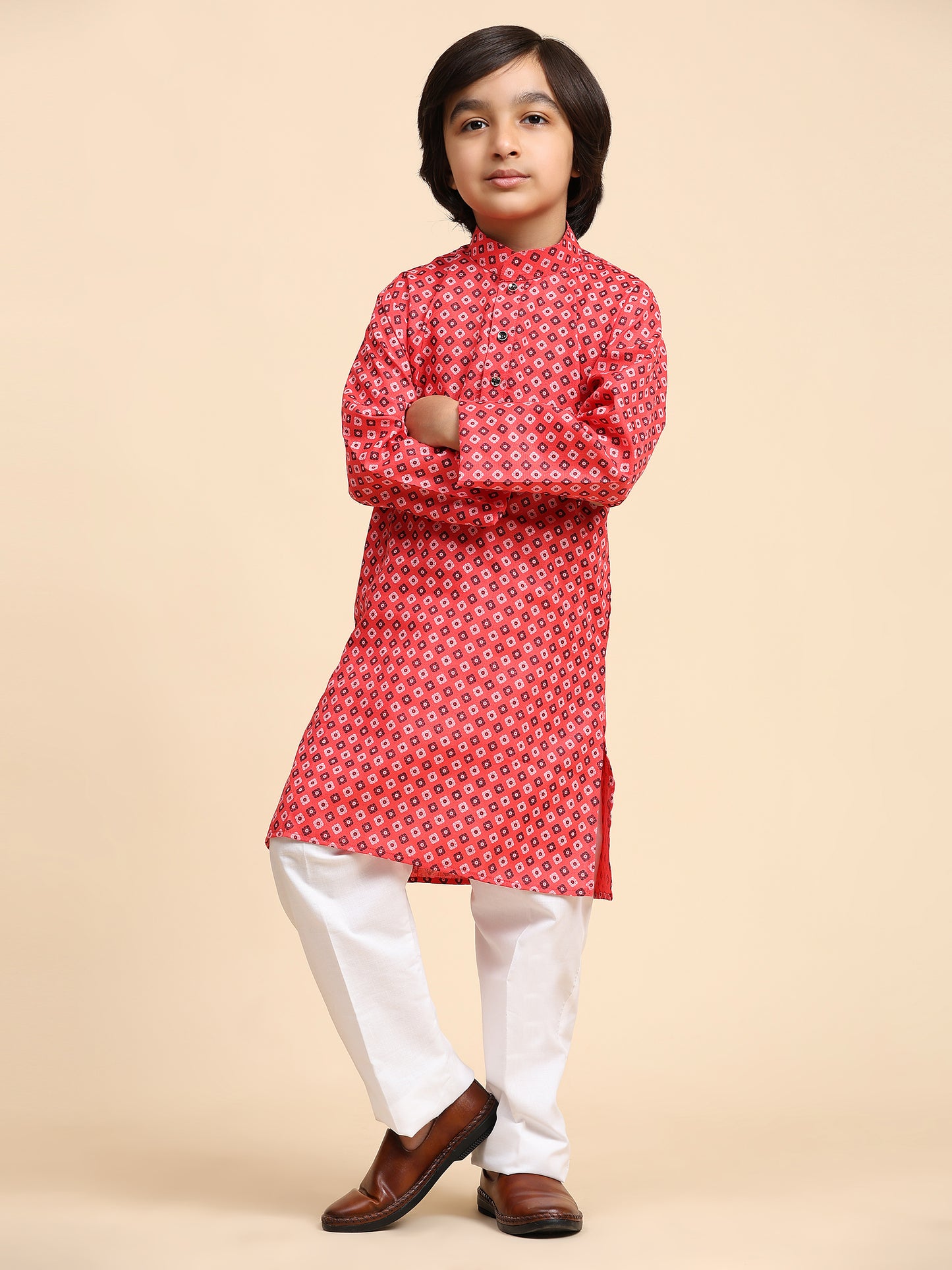 Pro-Ethic Style Developer Boys Cotton Kurta Pajama for Kid's Ethnic Wear | Cotton Kurta Pajama (S-239), Red