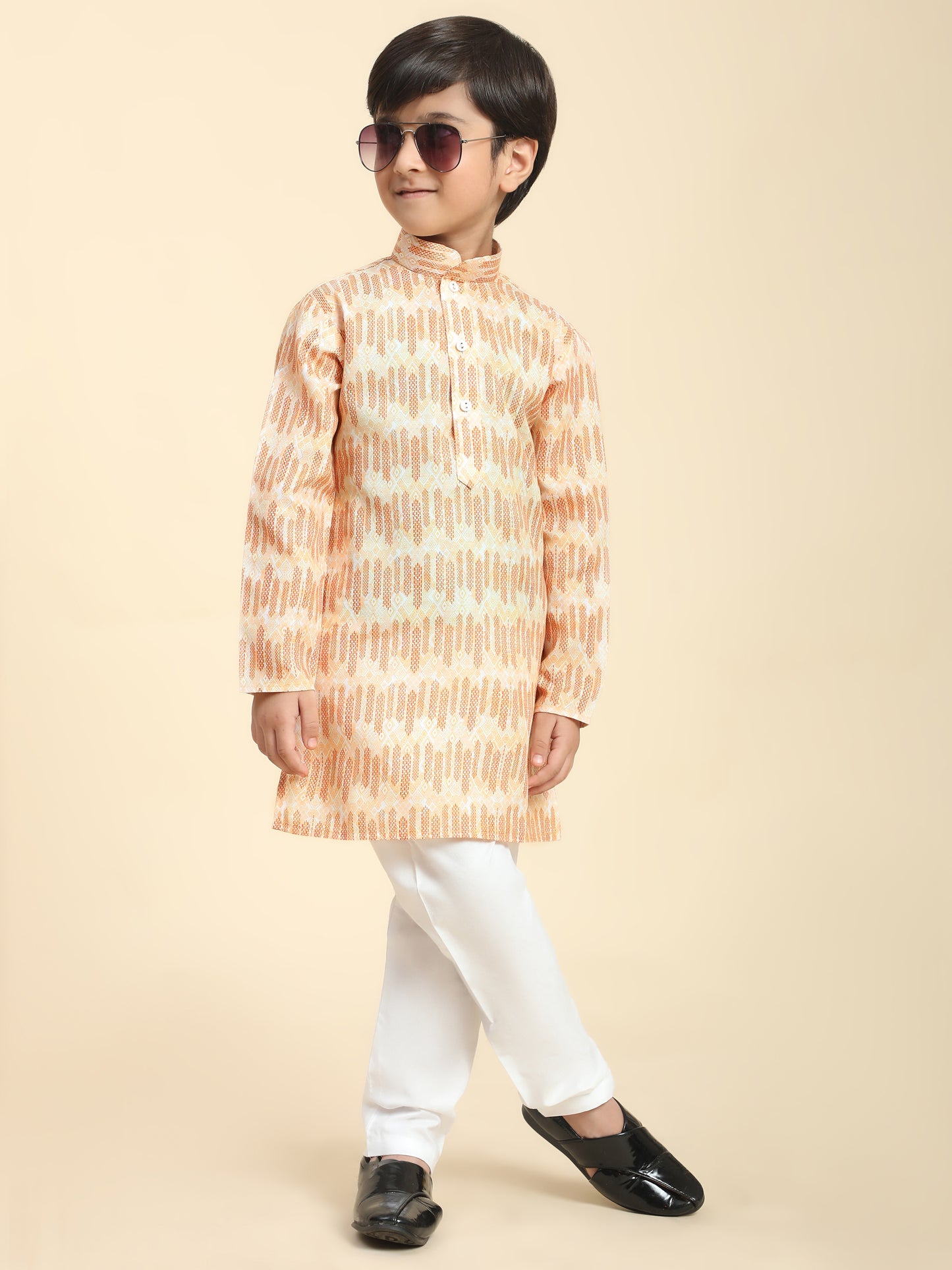 Pro-Ethic Style Developer Boys Cotton Kurta Pajama for Kid's Traditiona Dress for Boy's (Orange)