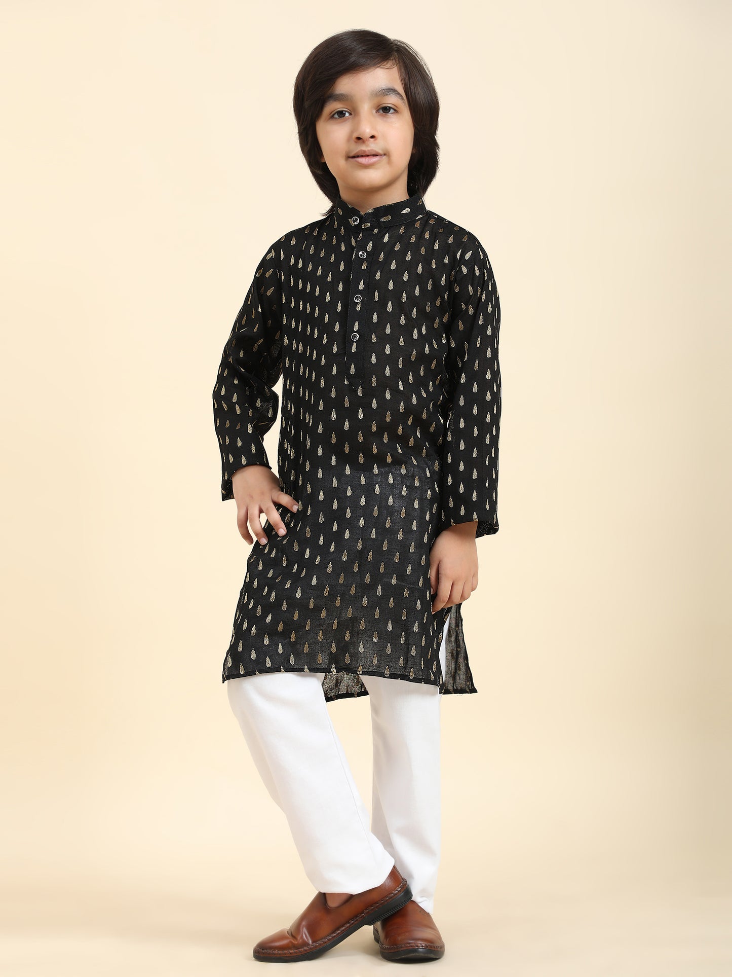 Pro-Ethic Style Developer Cotton Kurta Pajama For Kid's Boys Traditional dress Kurta Pajama set (S-234), Black