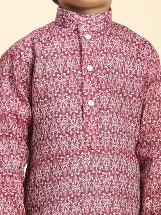 Pro-Ethic Style Developer Boys Cotton Kurta Pajama for Kid's Floral Traditiona Dress (Maroon)