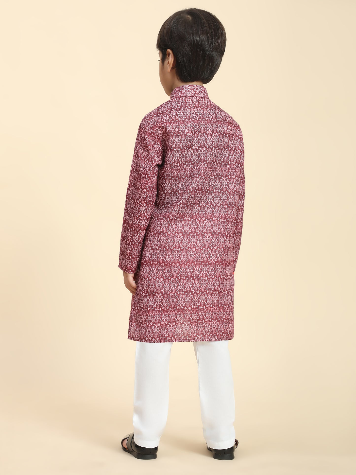 Pro-Ethic Style Developer Boys Cotton Kurta Pajama for Kid's Floral Traditiona Dress (Maroon)