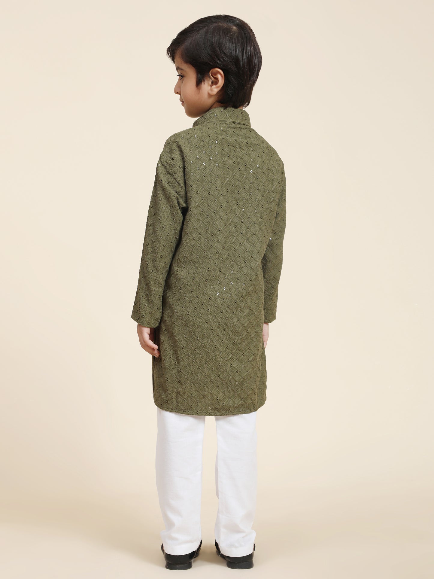 Pro-Ethic Style Developer Boys Cotton Kurta Pajama for Kid's Ethnic Wear | Cotton Kurta Pajama (S-227)Dark Green