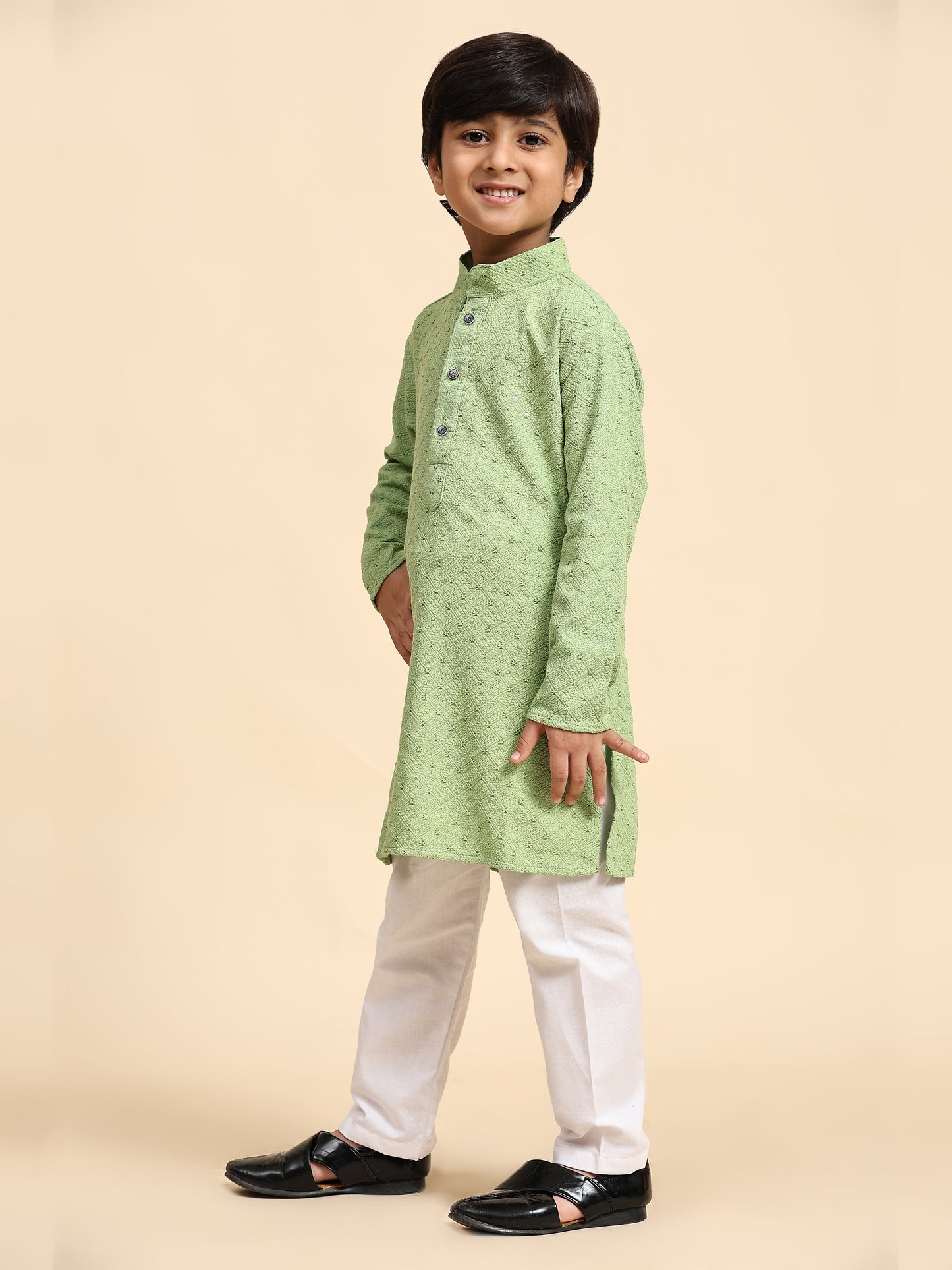 Pro-Ethic Style Developer Boys Cotton Kurta Pajama for Kid's Ethnic Wear | Cotton Kurta Pajama (S-227), Green