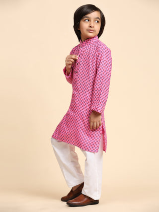 Pro-Ethic Style Developer Boys Cotton Kurta Pajama for Kid's Ethnic Wear | Cotton Kurta Pajama (S-239), Pink
