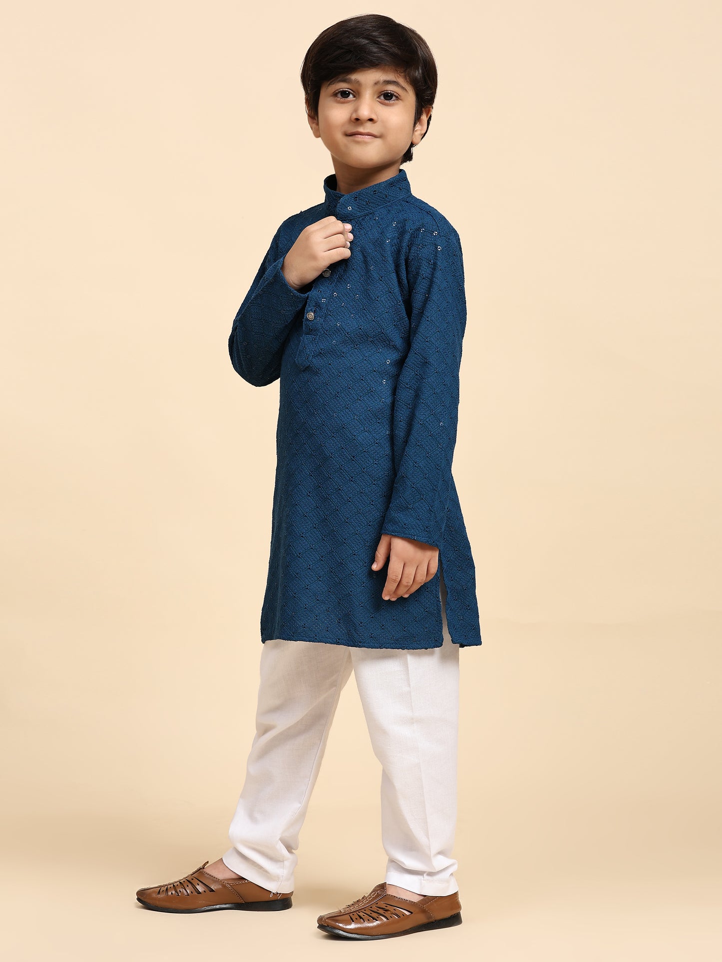 Pro-Ethic Style Developer Boys Cotton Kurta Pajama for Kid's Ethnic Wear | Cotton Kurta Pajama (S-227), Blue