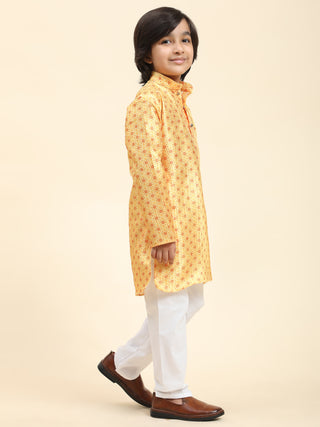 Pro-Ethic Style Developer Boys Silk Kurta Pajama for Kid's Ethnic Wear | Jacquard Silk Kurta Pajama (S-238), Yellow