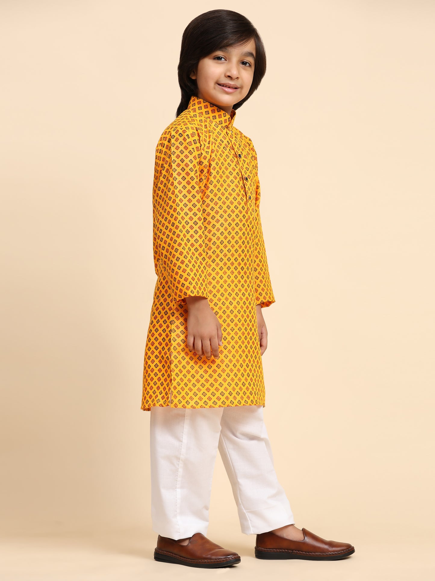 Pro-Ethic Style Developer Boys Cotton Kurta Pajama for Kid's Ethnic Wear | Cotton Kurta Pajama (S-239), Mustard