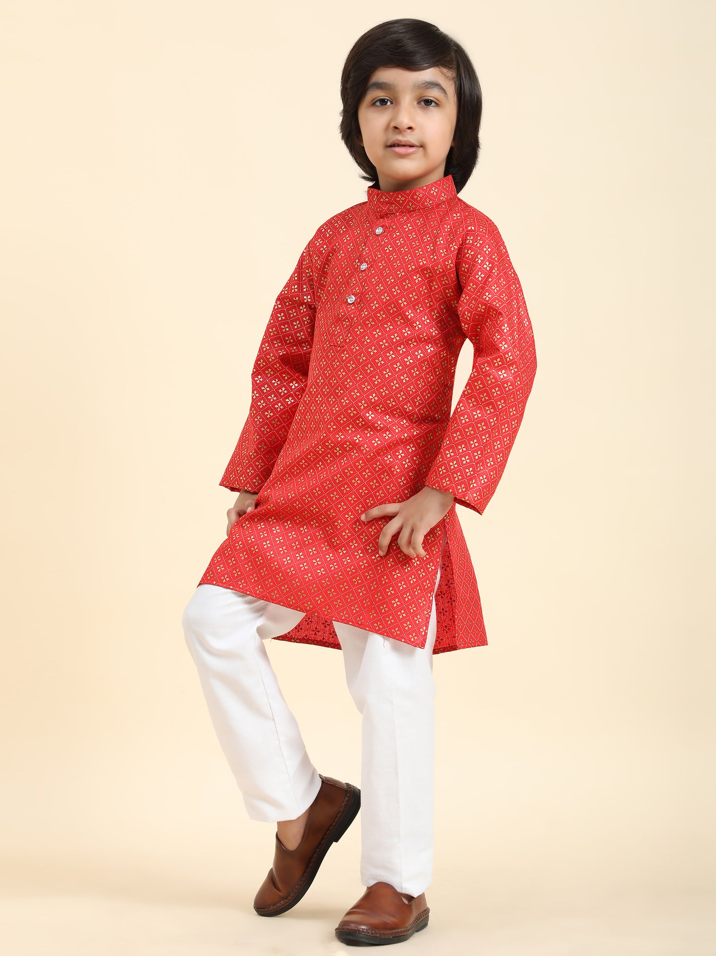 Pro-Ethic Style Developer Boys Cotton Kurta Pajama For Kid's Ethnic Wear | Kurta Pajama set (S-231) Pink