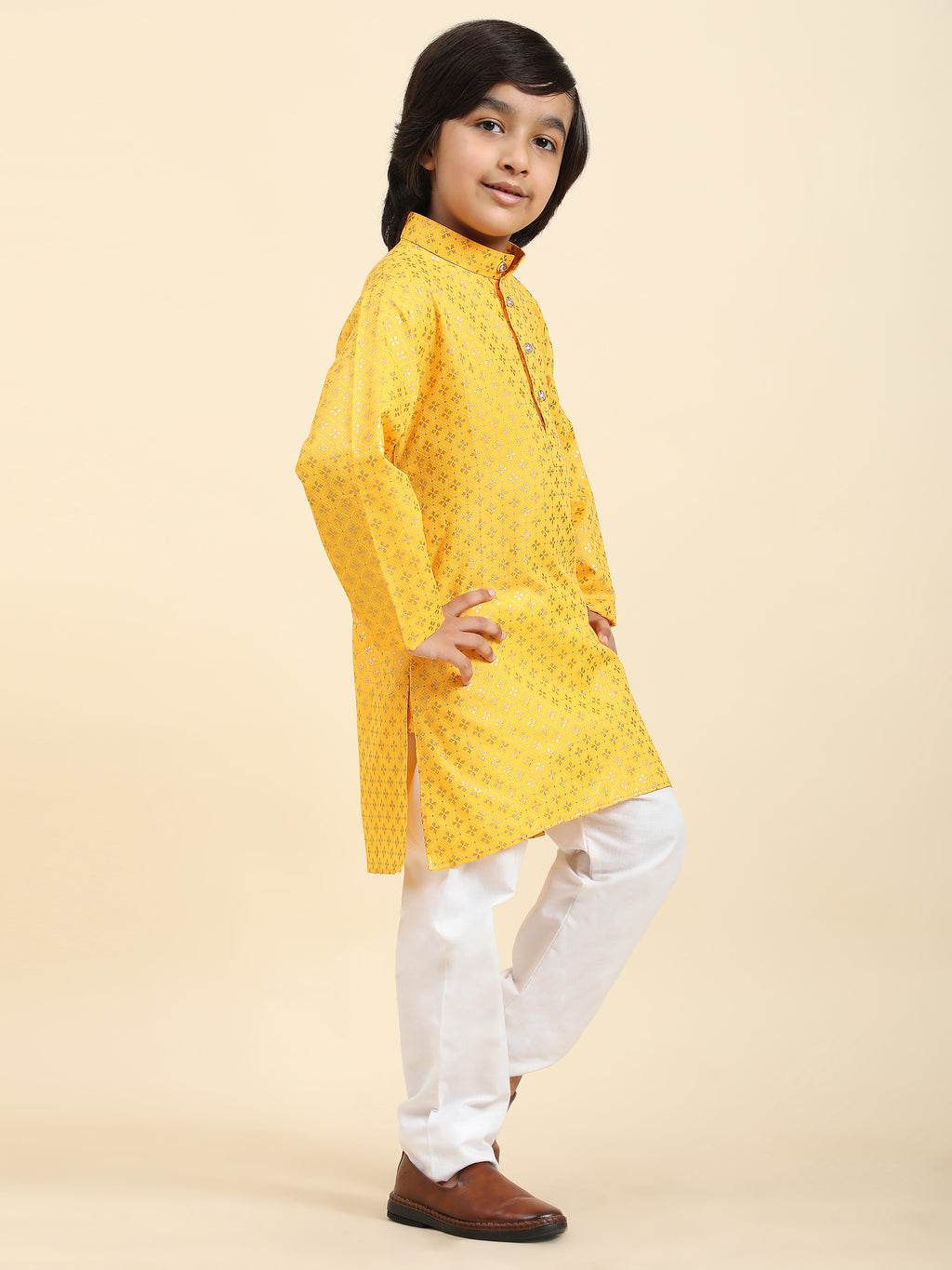 Pro-Ethic Style Developer Boys Cotton Kurta Pajama For Kid's Ethnic Wear | Kurta Pajama set (S-231) Yellow