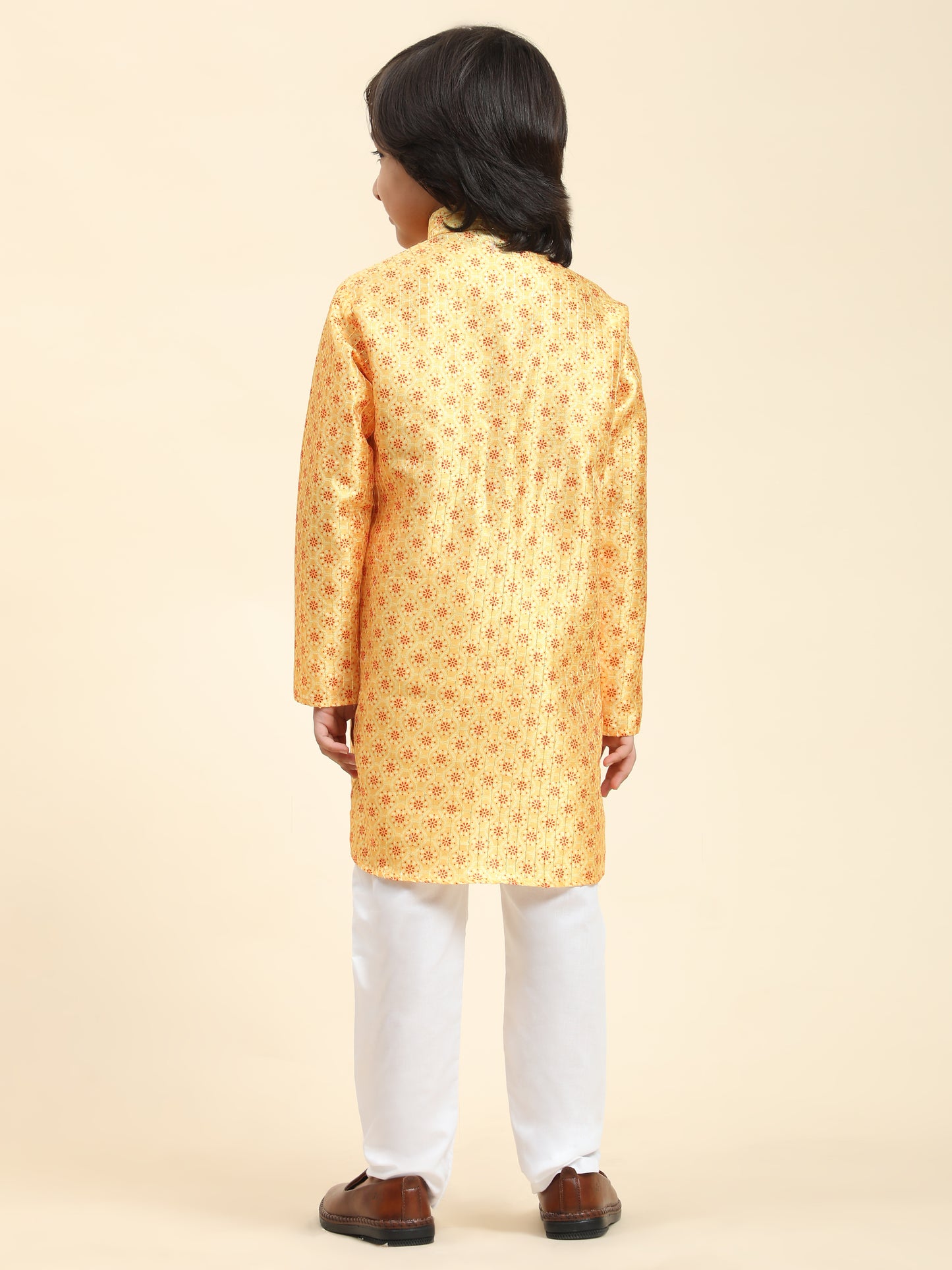 Pro-Ethic Style Developer Boys Silk Kurta Pajama for Kid's Ethnic Wear | Jacquard Silk Kurta Pajama (S-238), Yellow