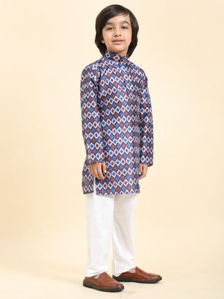 Pro-Ethic Style Developer Boys Silk Kurta Pajama for Kid's Ethnic Wear | Jacquard Silk Kurta Pajama (S-235) Blue