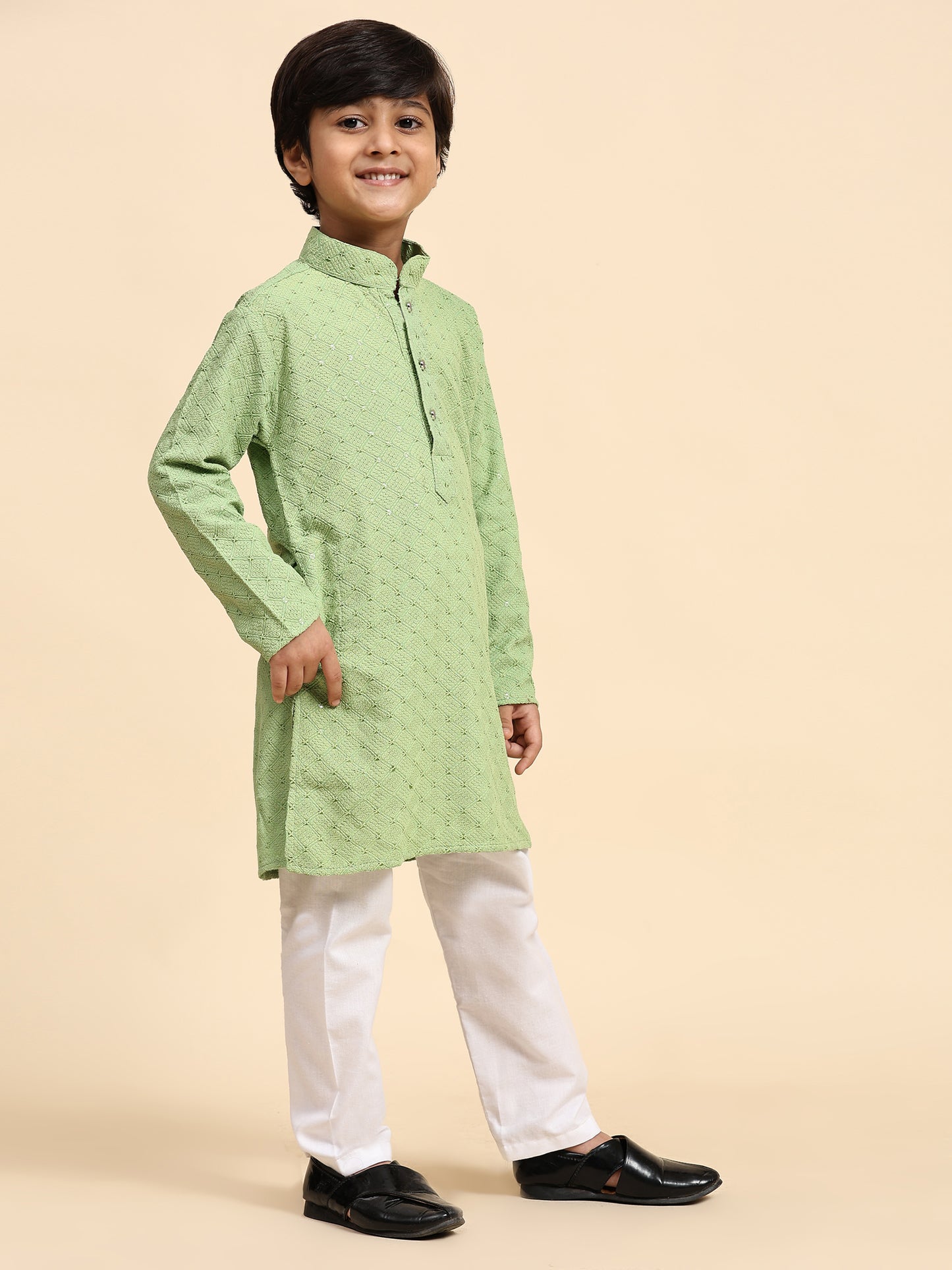 Pro-Ethic Style Developer Boys Cotton Kurta Pajama for Kid's Ethnic Wear | Cotton Kurta Pajama (S-227), Green