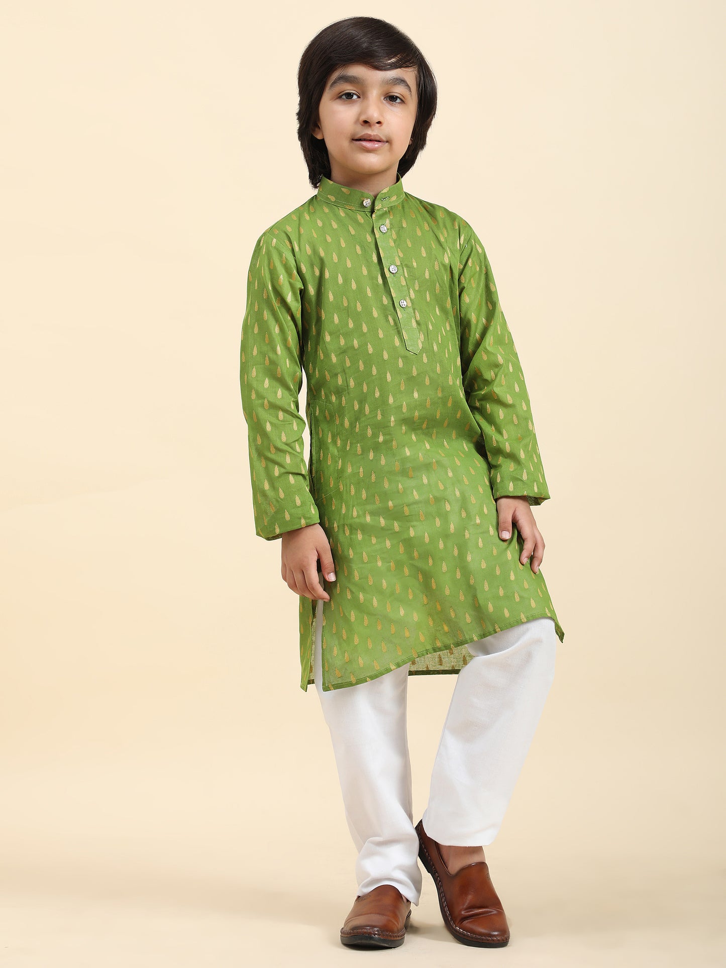 Pro-Ethic Style Developer Cotton Kurta Pajama For Kid's Boys Traditional dress Kurta Pajama set (S-234),Green